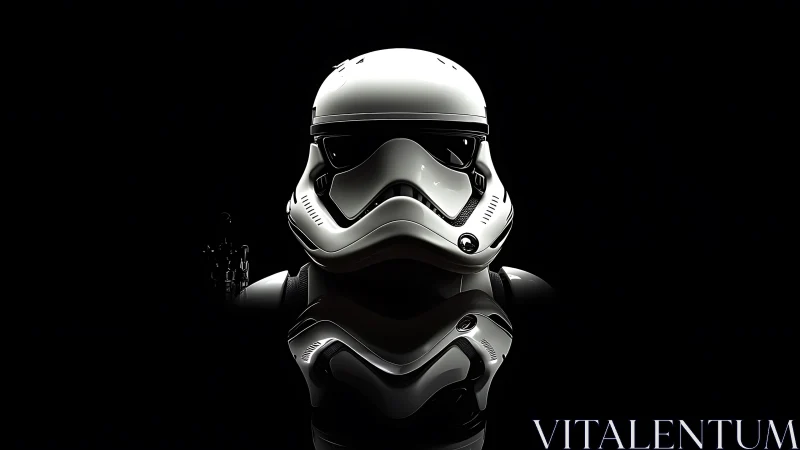 Helmeted sci-fi figure rendered with mirrored frontal view