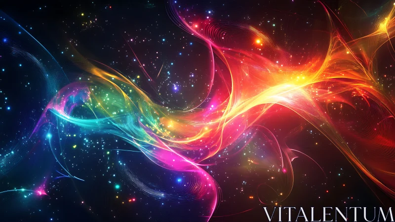 Vibrant cosmic energy ribbons flow through deep space