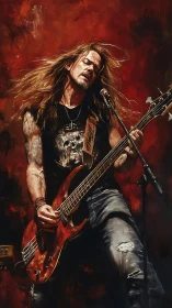 Firestage bass rebel shredding through a storm of sound.