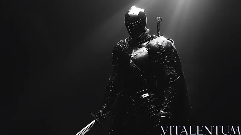 Shadowed knight stands ready beneath a single beam of light