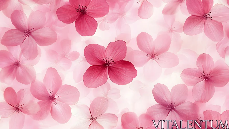Layered Pink Flowers With Variable Transparency and Depth Arrangement
