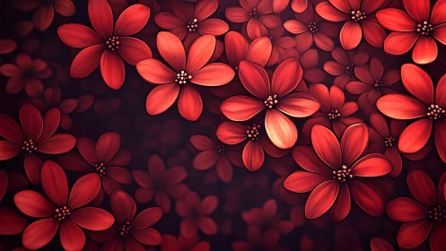 Radiant Red Flowers Blooming in Artistic Light