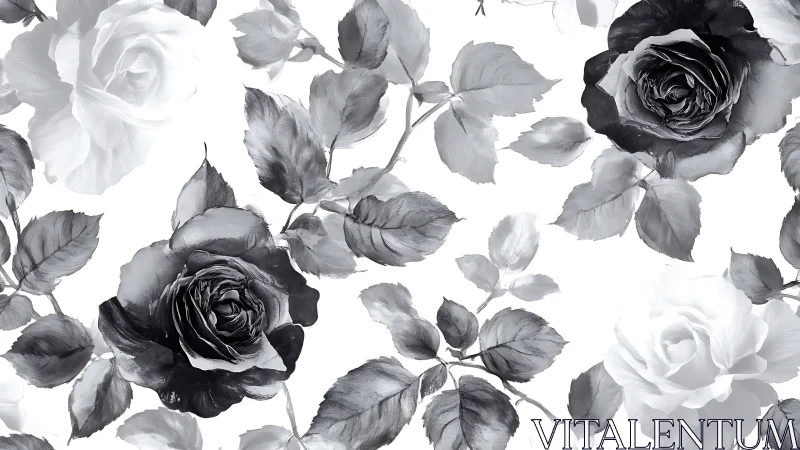 Monochrome Rose Garden: Where Shadow Tangos with Petals.