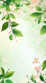 Spring's Whispered Dance: Delicate Blossoms Adrift in Green.