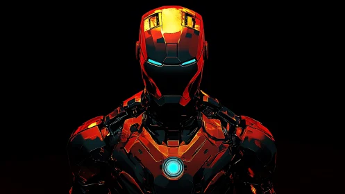 Humanoid armored figure rendered with high-contrast lighting in front