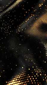 Black surface with dense gold dotted wave pattern detail.
