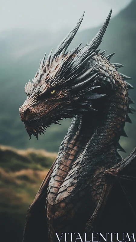 Armored mountain dragon rendered in hyperreal cinematic detail