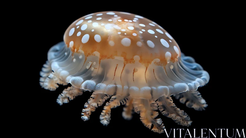 Jellyfish specimen is rendered against uniform black background