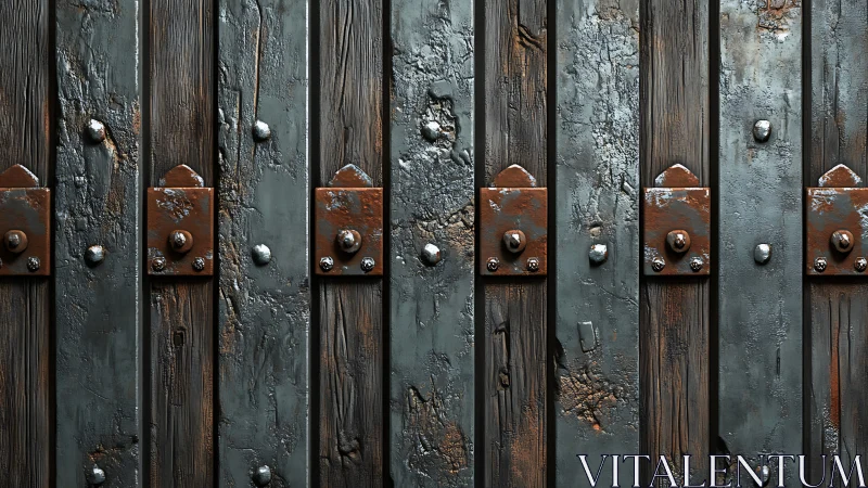 Weathered metal and wood vertical panel surface texture.