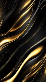 Flowing black and gold metallic abstract surface pattern.