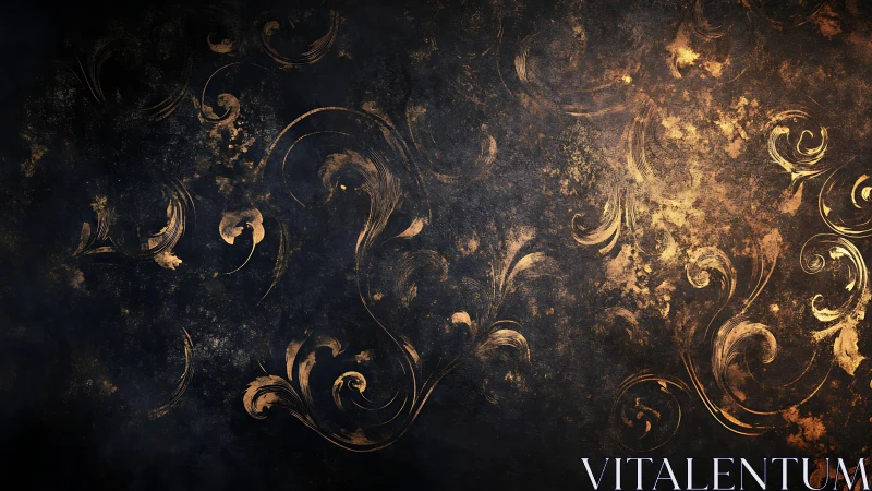 Dark textured background with gold ornamental flourishes.
