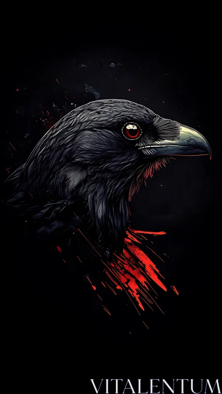 Digital side profile illustration of black raven head.