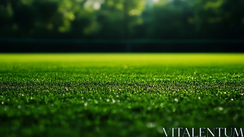 Close low-angle view of green grass field under daylight.