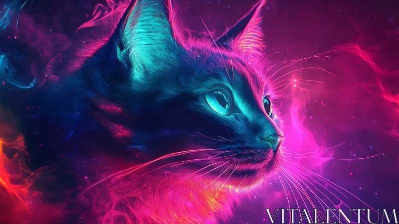 Neon Whisker Phantom: Digital Cat in Electric Dreams.