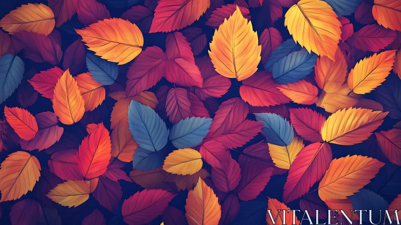 Midnight carnival of crimson, gold, and sapphire leaves.