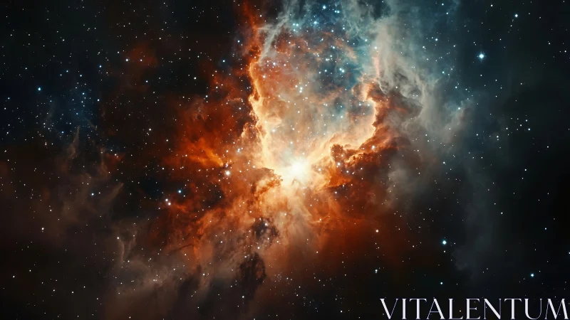 Stellar ember blooms into a fiery cradle of newborn stars