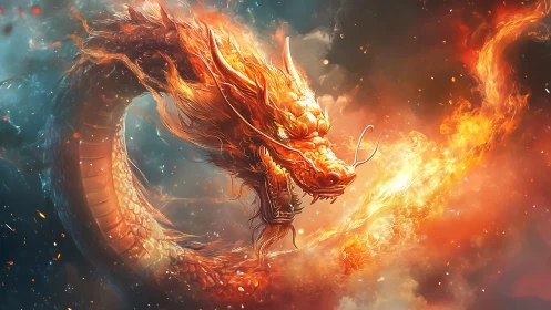 Thermodynamic vortex dragon amid turbulent combustion plume.