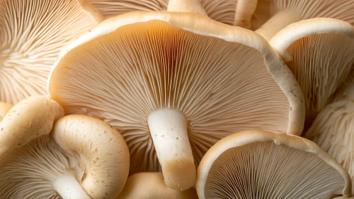 Macro study reveals intricate oyster mushroom gill architecture
