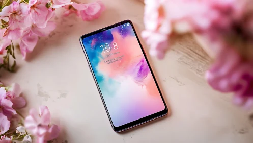 Smartphone Display Features Gradient Watercolor Wallpaper