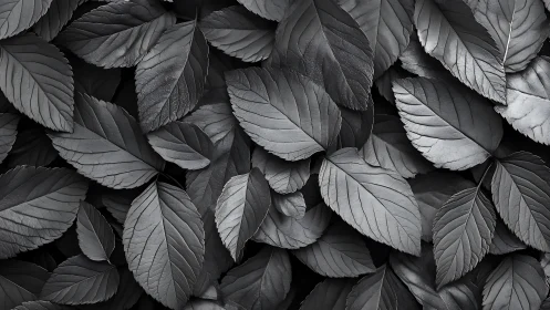 Quiet silver leaves overlap in a calm, textured pattern