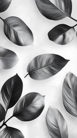 Monochrome banana leaves pattern in soft grayscale tones.