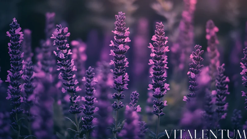 Purple Lavender Field in Selective Focus.