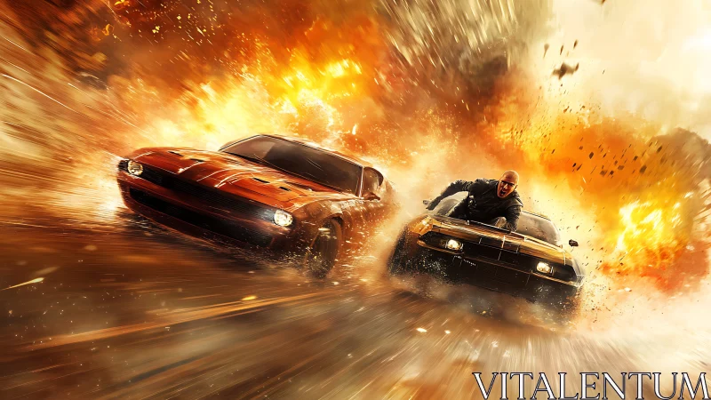 High-speed chase with explosive action and fiery destruction.
