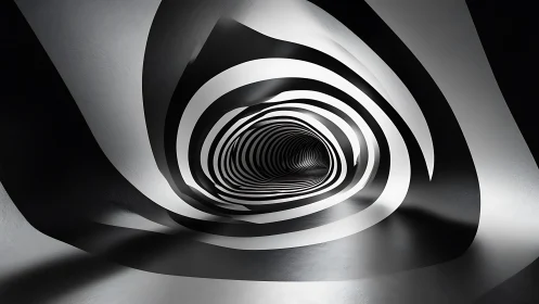 Monochrome helical tunnel with concentric ribboned surfaces