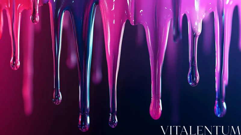 Vibrant Neon Paint Drips on Dark Background, Abstract Art Style.