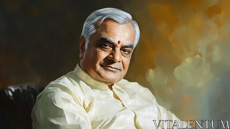 Elderly Indian gentleman portrait in kurta, warm bokeh background