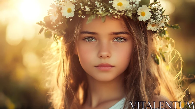 Golden Hour Daydreamer Wears Blooming Crown of Delicate Wildflowers