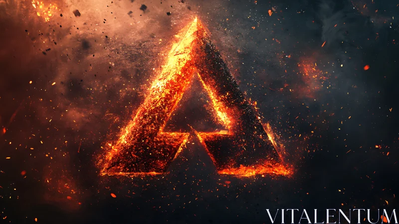 Fiery Triangle Symbol Erupts in Explosive Flames.