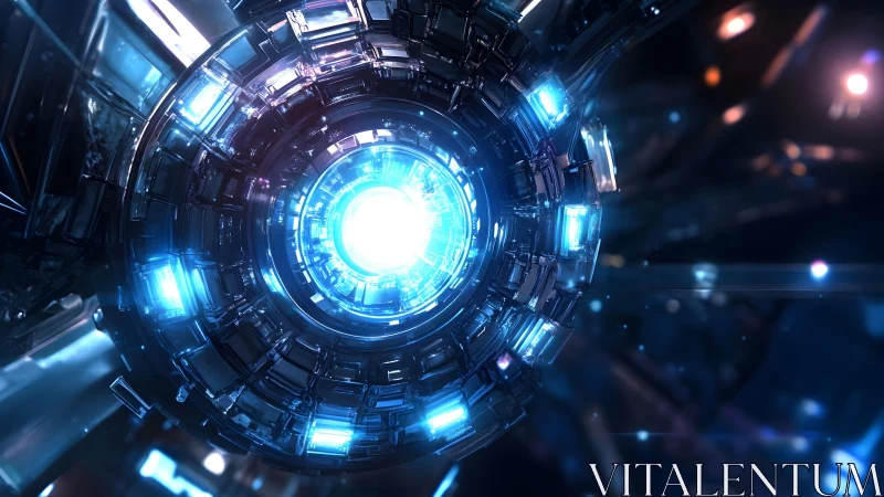 Futuristic glowing energy core in sci-fi digital art style.