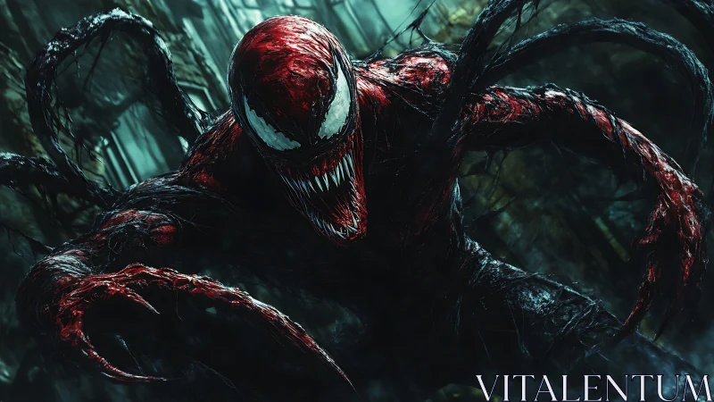 Symbiotic creature lunges forward in dynamic digital rendering