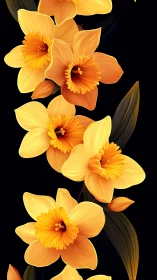 Vibrant Daffodils in Golden Bloom Against Black Backdrop