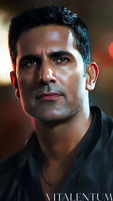 Midnight resolve on a neon-lit stranger&rsquo;s face.