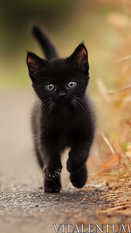 Obsidian Whisker: Tiny Black Kitten's Bold Adventure Awaits.