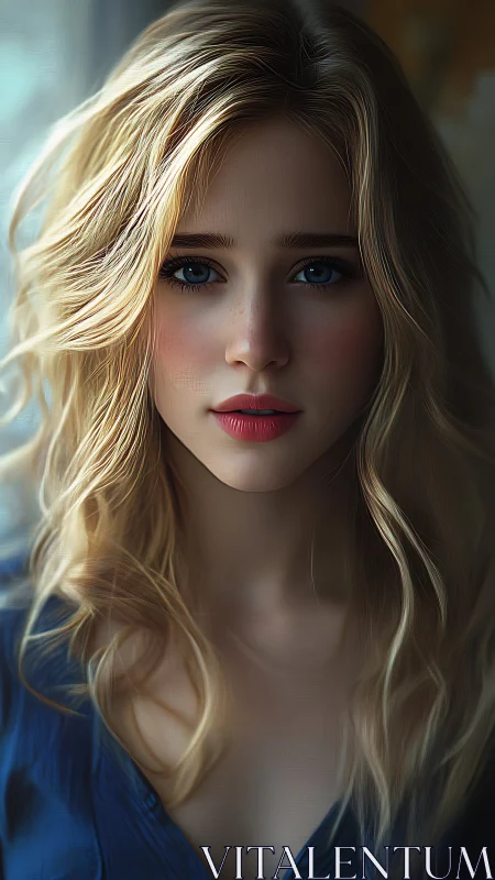 Photorealistic half-length portrait with soft window lighting.