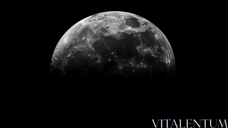 Lunar near-side hemisphere is partially illuminated in profile