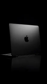 Minimalist laptop profile under dramatic low key lighting.