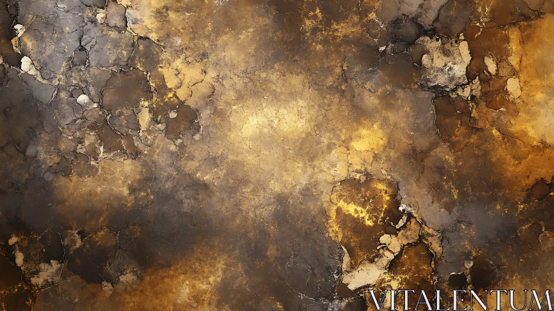 Oxidized metallic surface texture with golden corrosion strata