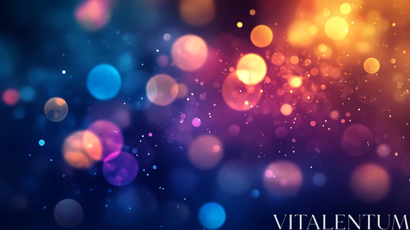 Vibrant abstract bokeh lights in blue and orange tones, digital art.
