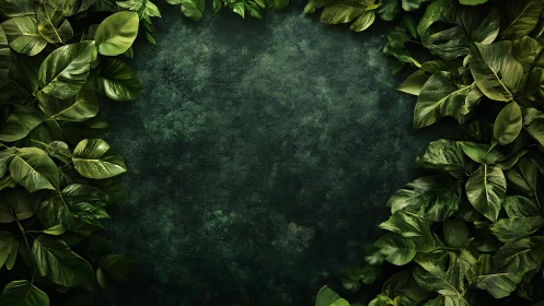 Emerald leaf curtain framing a quiet jungle-green stage.