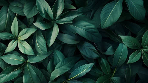 Lush emerald leaves creating a soothing green sanctuary.