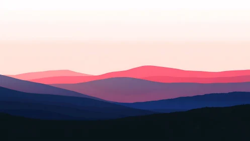 Layered pink and blue hills form minimal abstract landscape