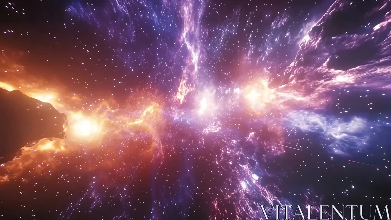 Rendered deep space nebula with central luminous band