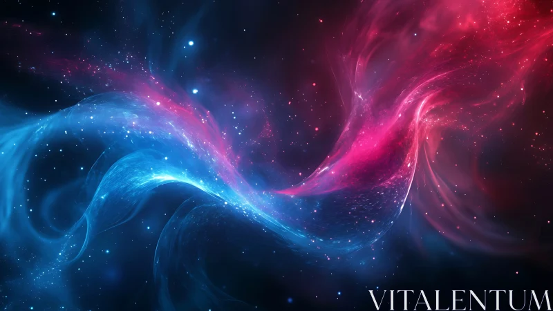 Nebula currents of red and blue energy flow through deep space