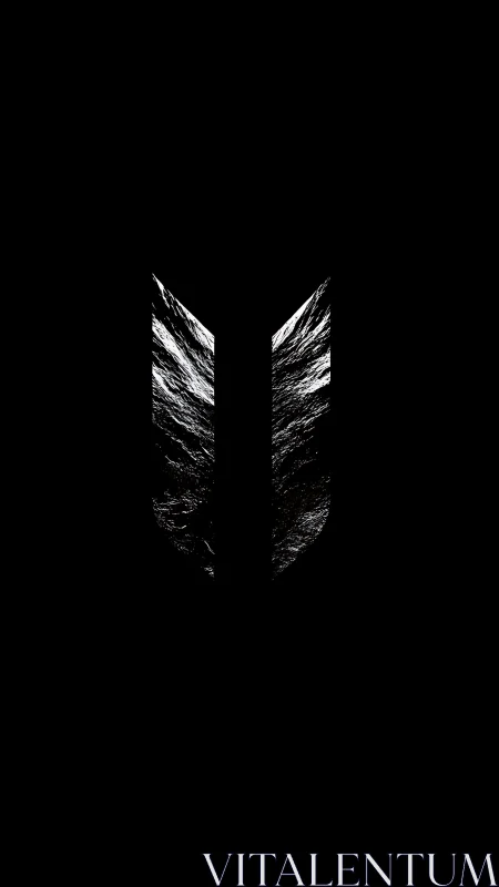 Abstract monochrome wedge divides turbulent textural field