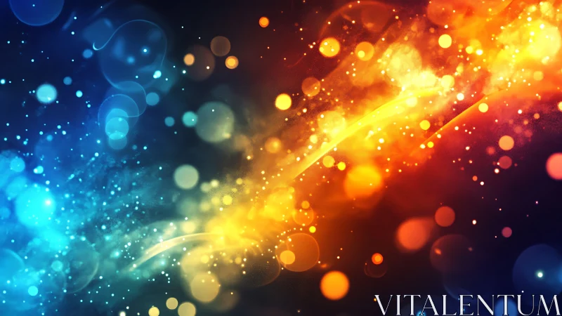 Glowing dance of blue and gold light in dreamy motion.