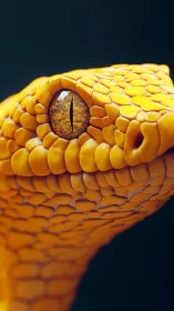 Close macro view depicts detailed yellow serpent head structure